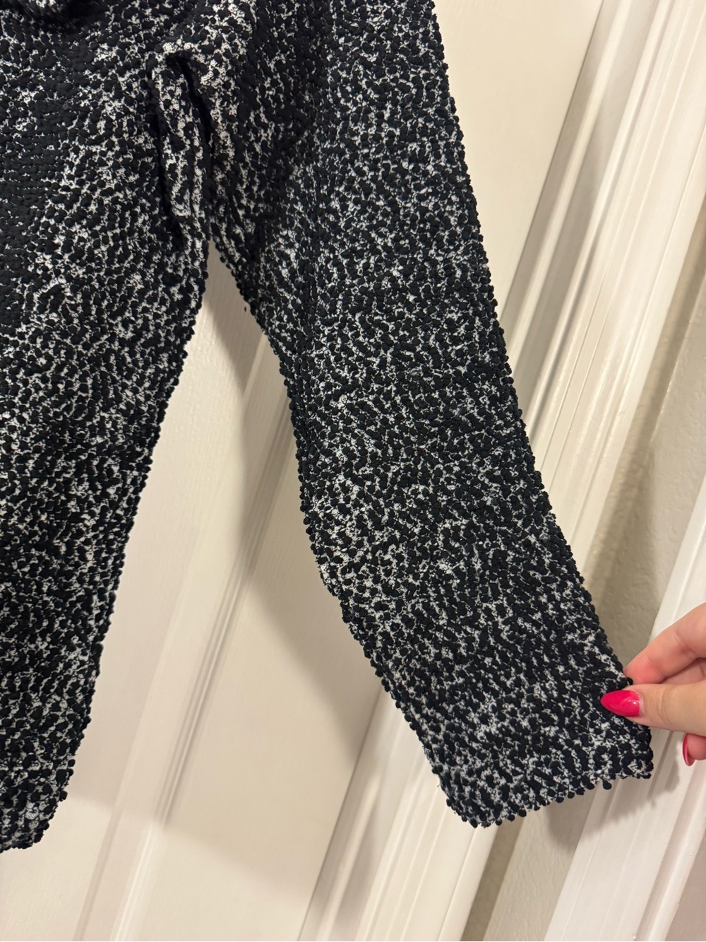 Calvin Klein Black & White Marled Funnel Neck Sweater with Snap Detail - Picture 3 of 13